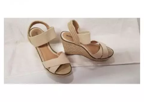 Tan sandals with 4" heels