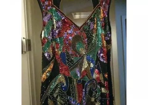 Vintage neiman marcus glass beaded gown